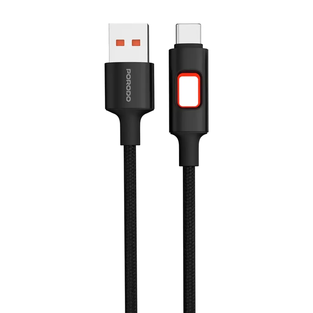 Porodo LED Braided USB-A to USB-C Cable 3