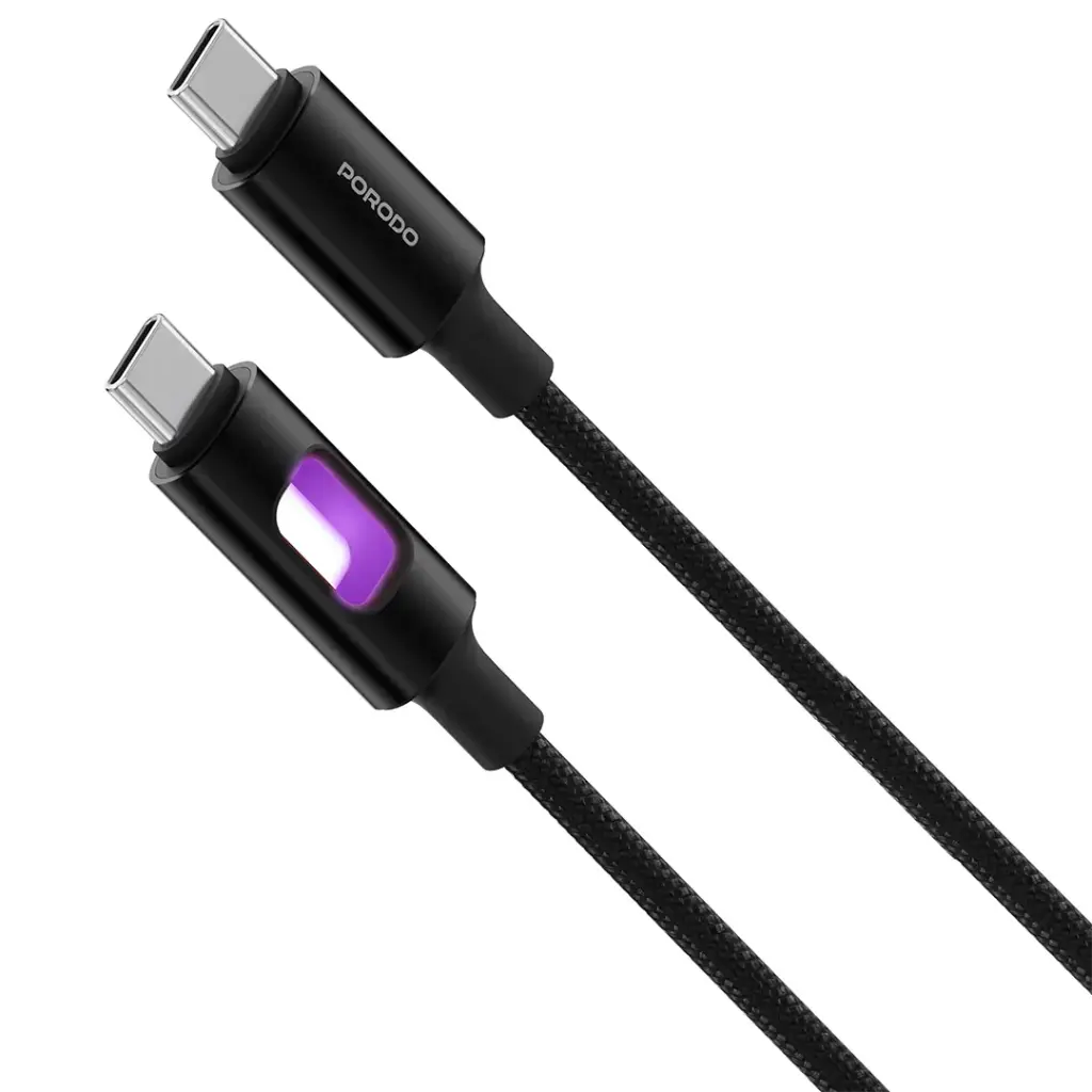Porodo LED Braided USB-C to USB-C Cable PD 60W 3
