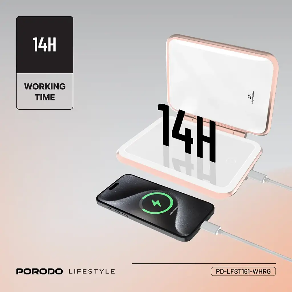 Porodo Lifestyle 5000mAh Power Bank Magnifying Mirror 3