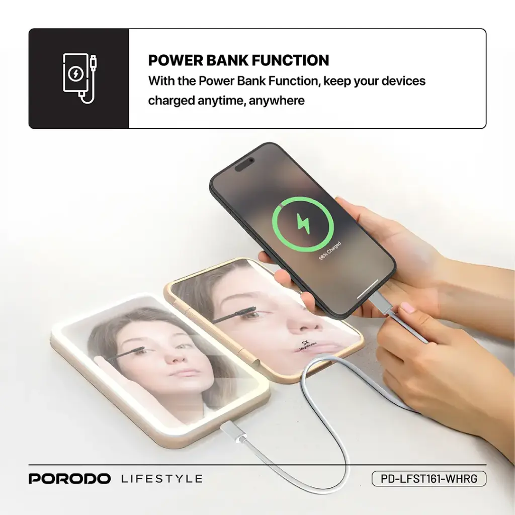 Porodo Lifestyle 5000mAh Power Bank Magnifying Mirror 4