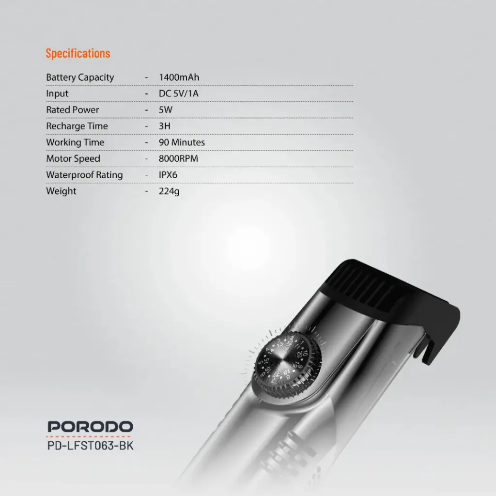 Porodo Lifestyle Air Suction Beard & Body Trimmer 2