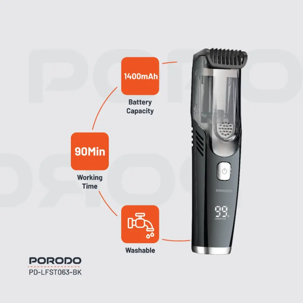 Porodo Lifestyle Air Suction Beard & Body Trimmer 4