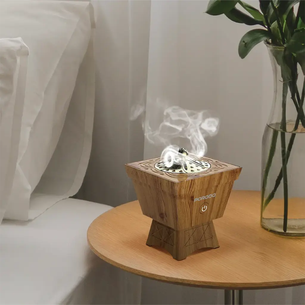 Porodo Lifestyle Classic Wood-Finish Portable Incense Burner 2