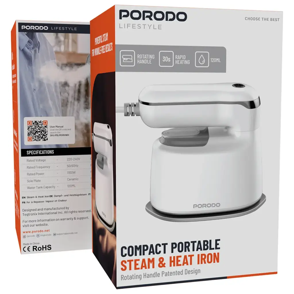 Porodo Lifestyle Compact Portable Steam & Heat Iron 2
