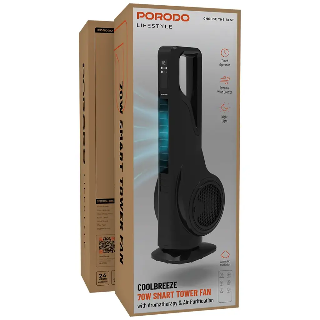 Porodo Lifestyle Coolbreeze 70W Smart Tower Fan 2