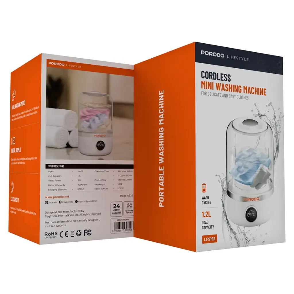 Porodo Lifestyle Cordless Mini Washing Machine 2