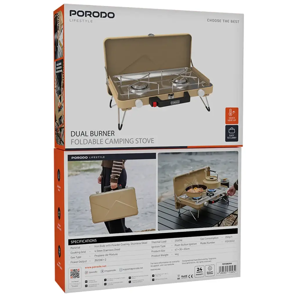 Porodo Lifestyle Dual Burner Foldable Camping Stove 2