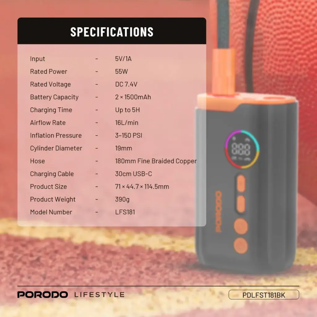 Porodo Lifestyle Electric Air Inflator 8