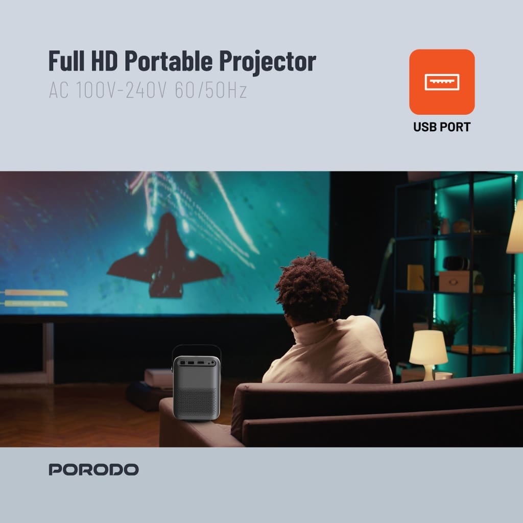 Porodo Lifestyle Full HD Portable Projector 3