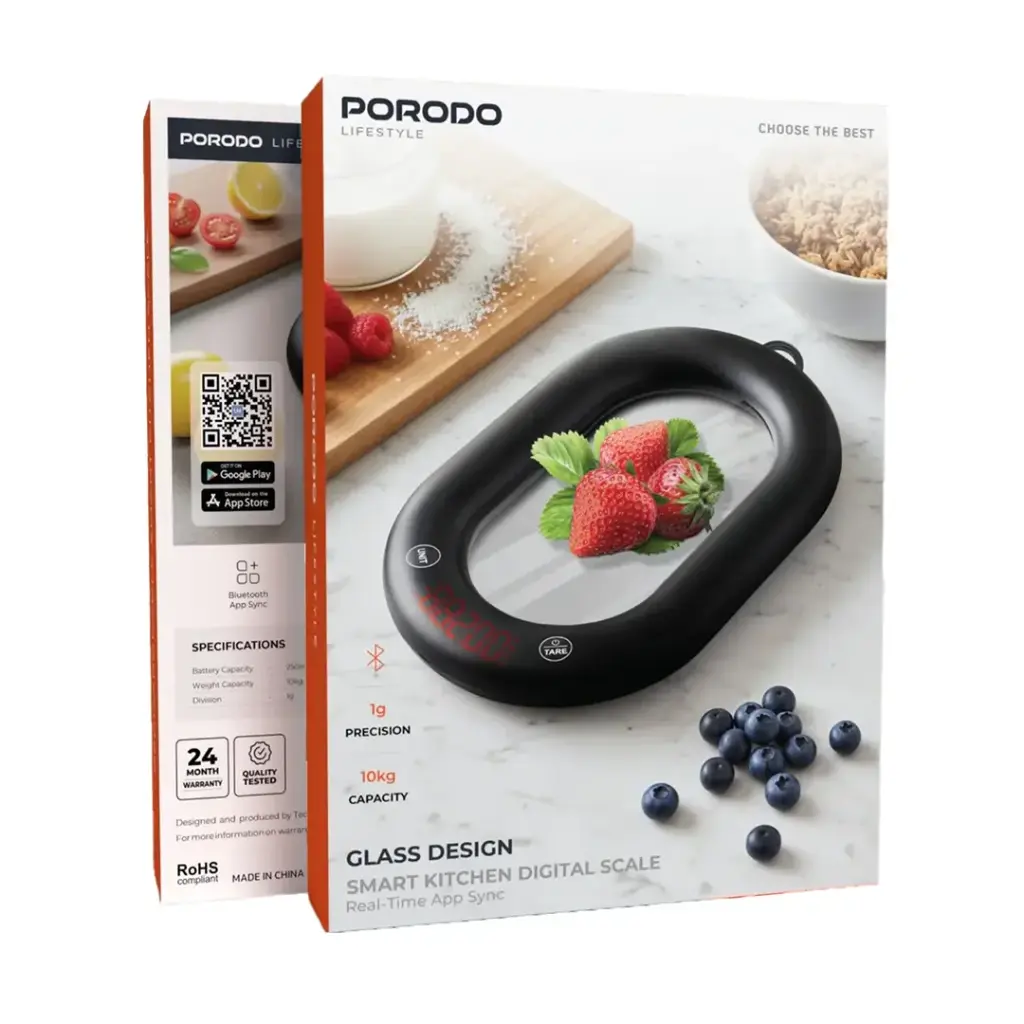 Porodo Lifestyle Glass Design Smart Kitchen Digital Scale 2
