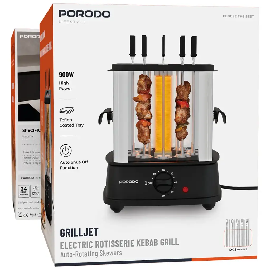 Porodo Lifestyle Grilljet Electric Rotisserie Kebab Grill 3