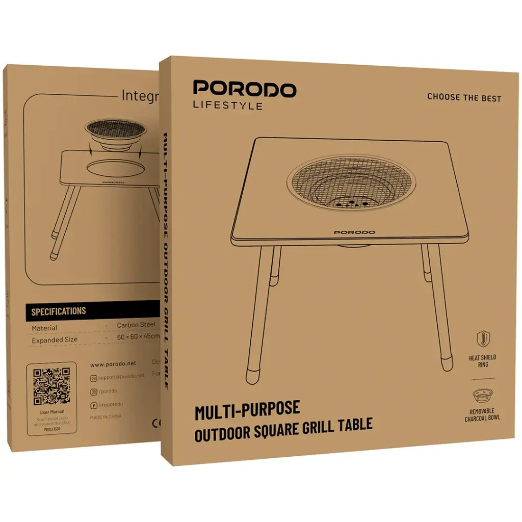 Porodo Lifestyle Multi-Purpose Outdoor Square Grill Table 3