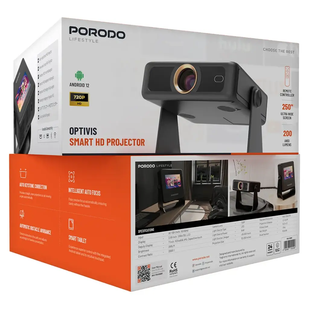 Porodo LifeStyle Optivis Smart HD Projector 4