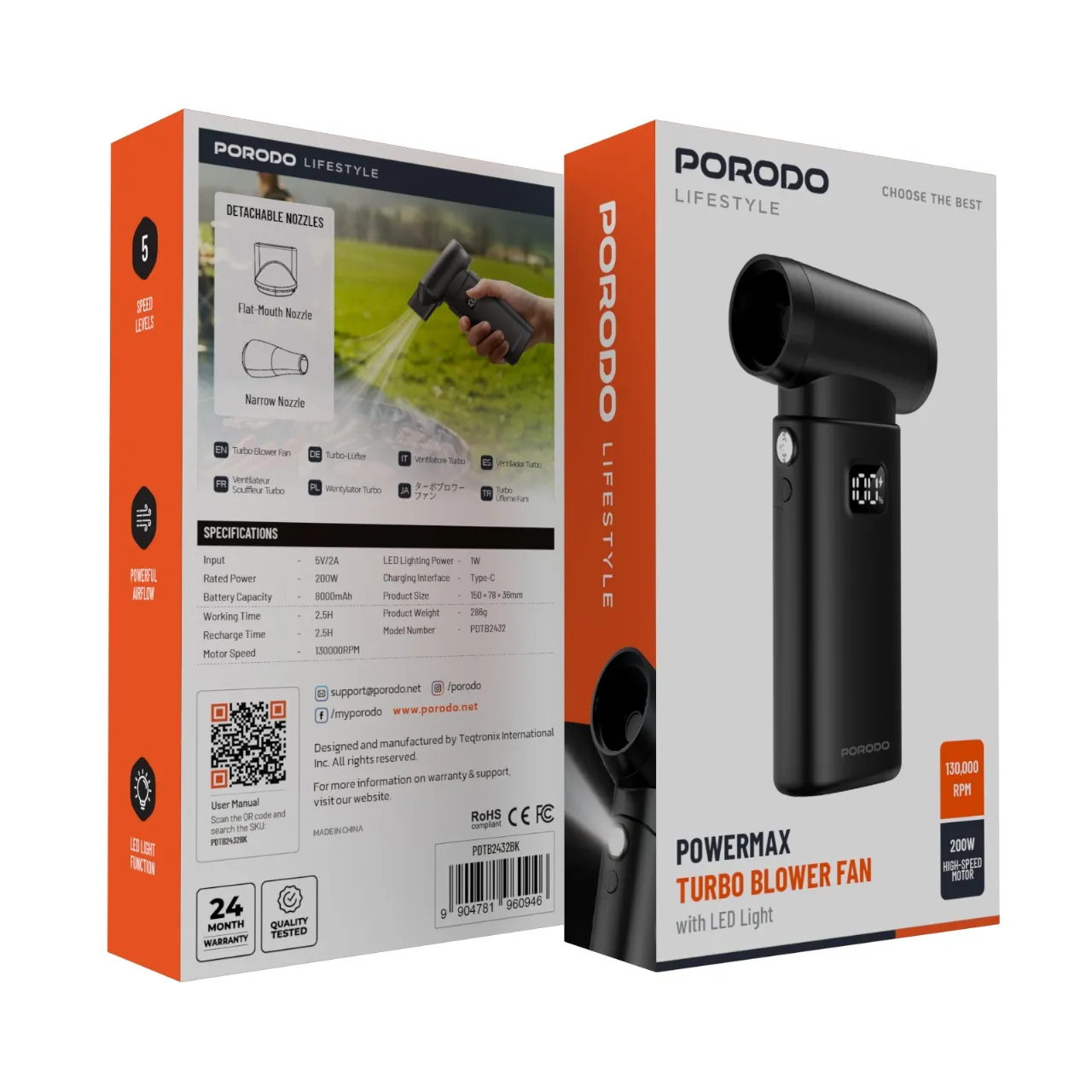 Porodo Lifestyle Powermax Turbo Blower Fan with LED Light 3