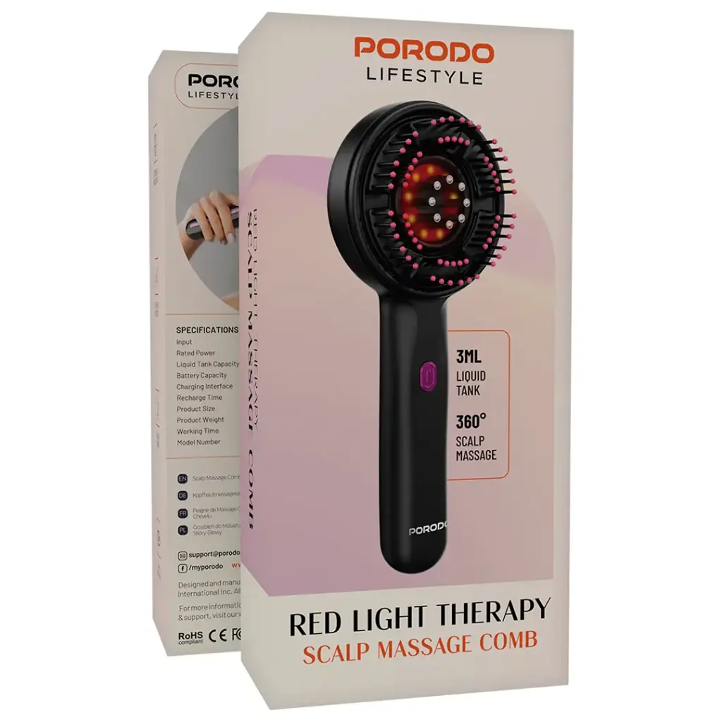Porodo Lifestyle Red Light Therapy Scalp Massage Comb 4