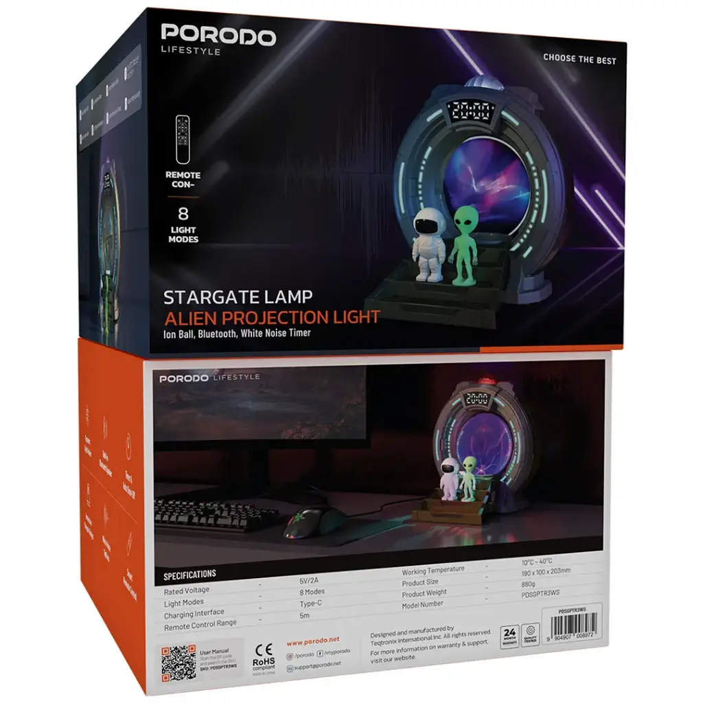 Futuristic Space Portal Digital Clock with Astronaut & Alien Figurines 4