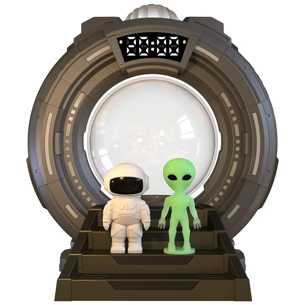 Futuristic Space Portal Digital Clock with Astronaut & Alien Figurines 5