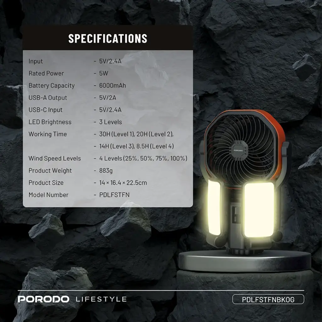 Porodo Lifestyle Suncharge Outdoor Solar Fan 8