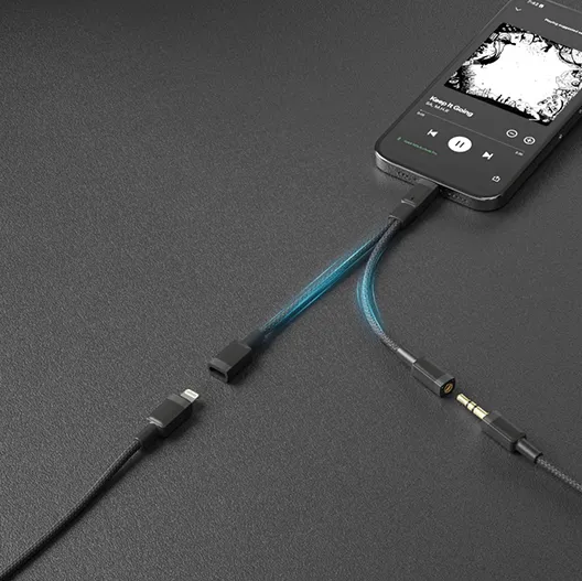 Porodo Lightning Connector Audio & Charge Adapter 0.12m 3