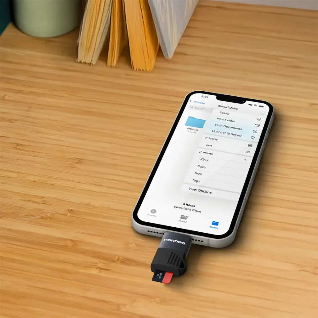 Porodo Lightning OTG TF Card Reader 2