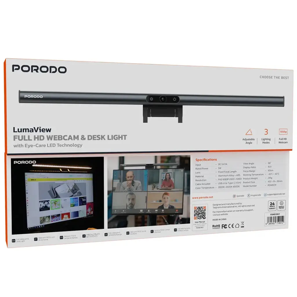 Porodo Loma View Full HD Webcam &amp; Desk Light 2