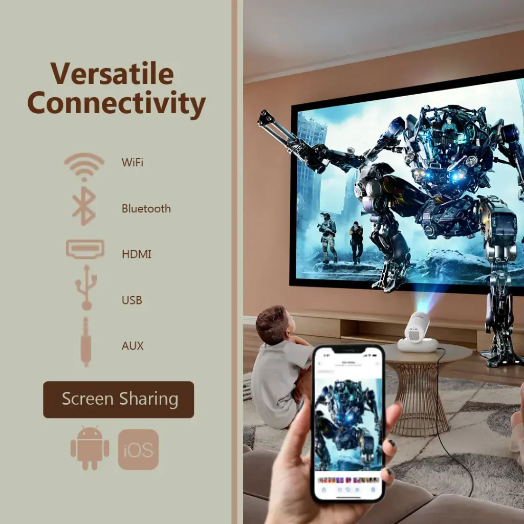 Porodo Lumacast Smart Full HD Projector Auto Focus &amp; Keystone 6