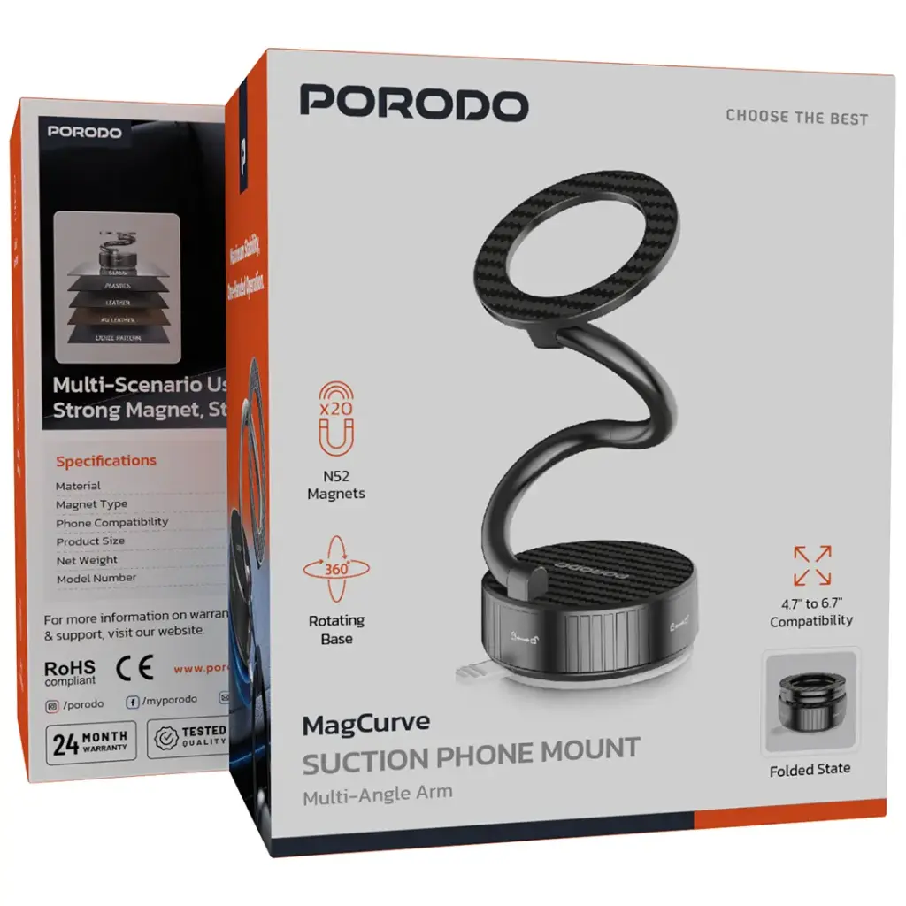 Porodo MagCurve Suction Phone Mount 4