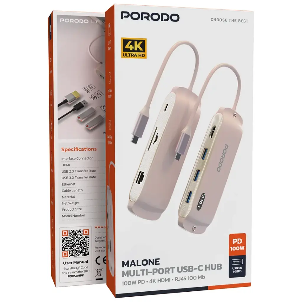 Porodo Malone Multi-Port USB-C HUB 2