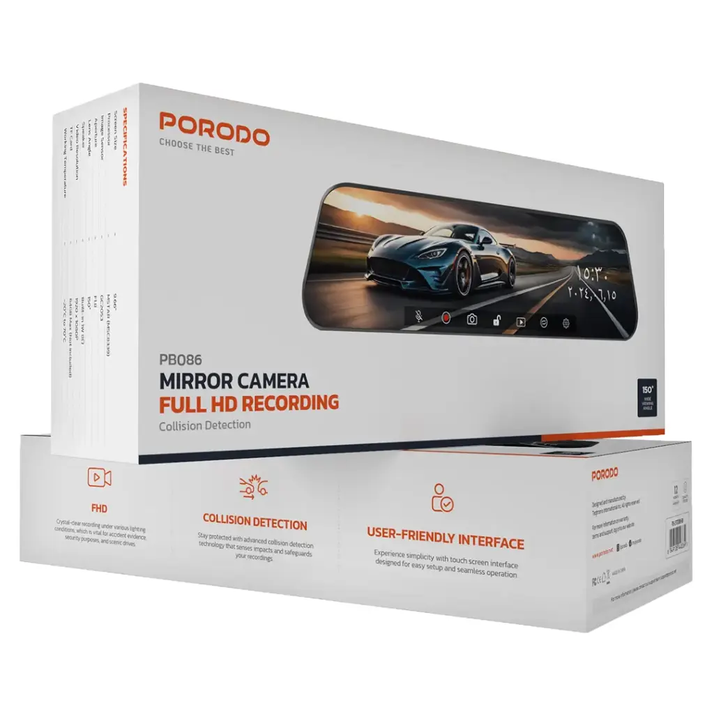 Porodo Mirror Camera Full HD Recording 2