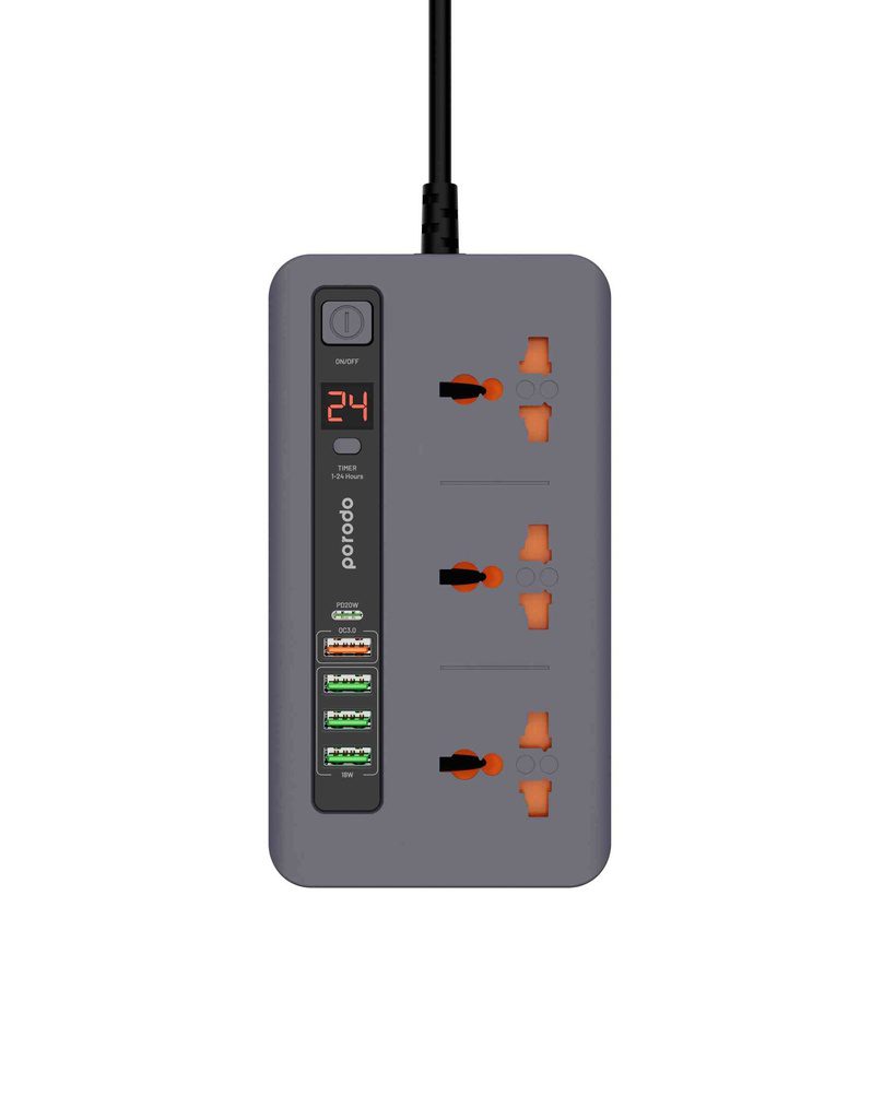 Porodo Multi-Port Power HUB 4 USB-A/USB-C 2M 2