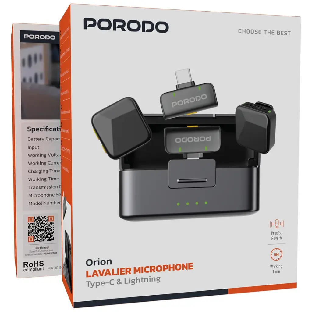 Porodo Orion Lavalier Microphone Type-C & Lightning 2