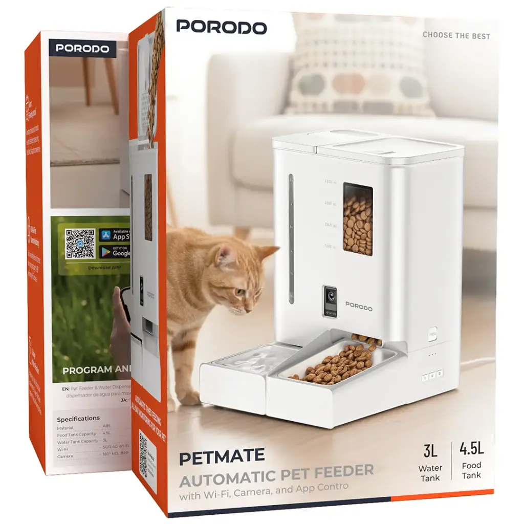Porodo PETMATE Automatic Pet Feeder with Wi-Fi, Camera and App Control 4