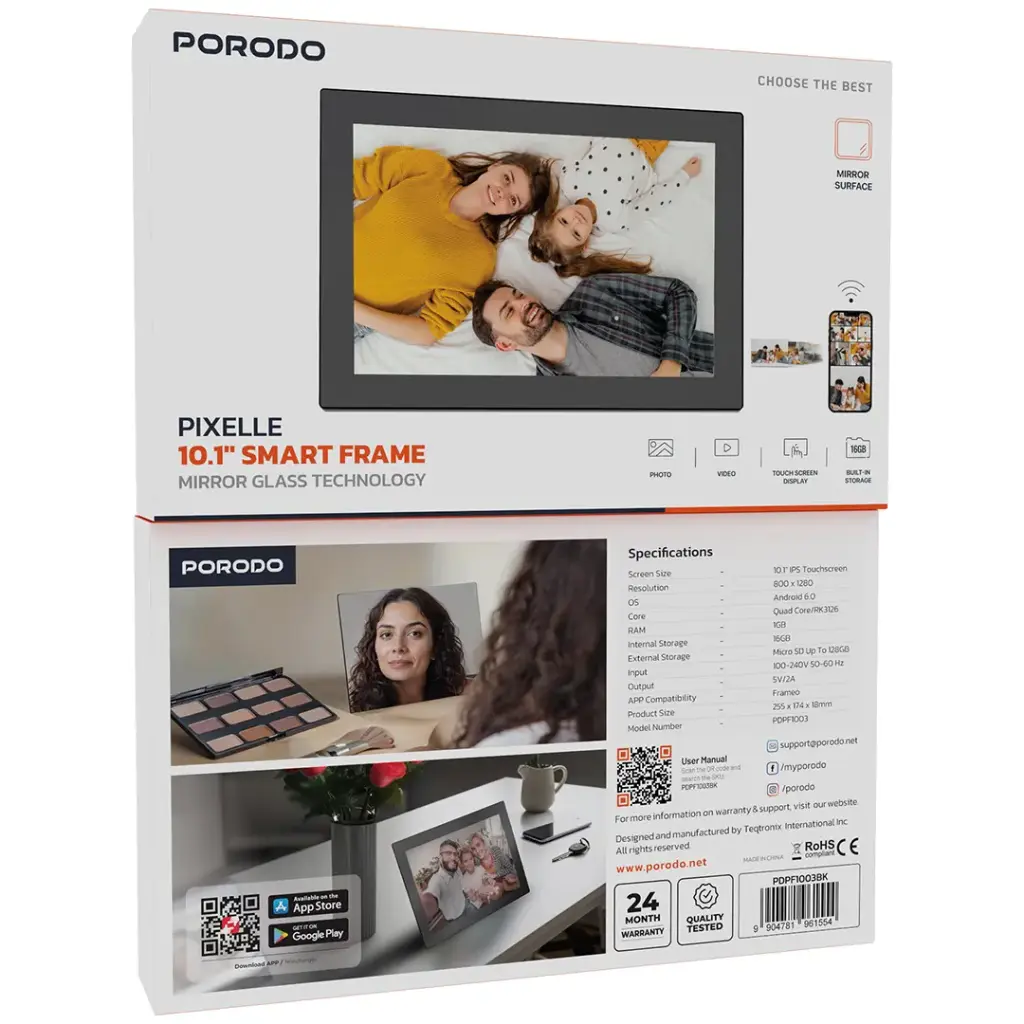 Porodo Pixelle 10.1" Smart Frame Mirror Glass Technology 2