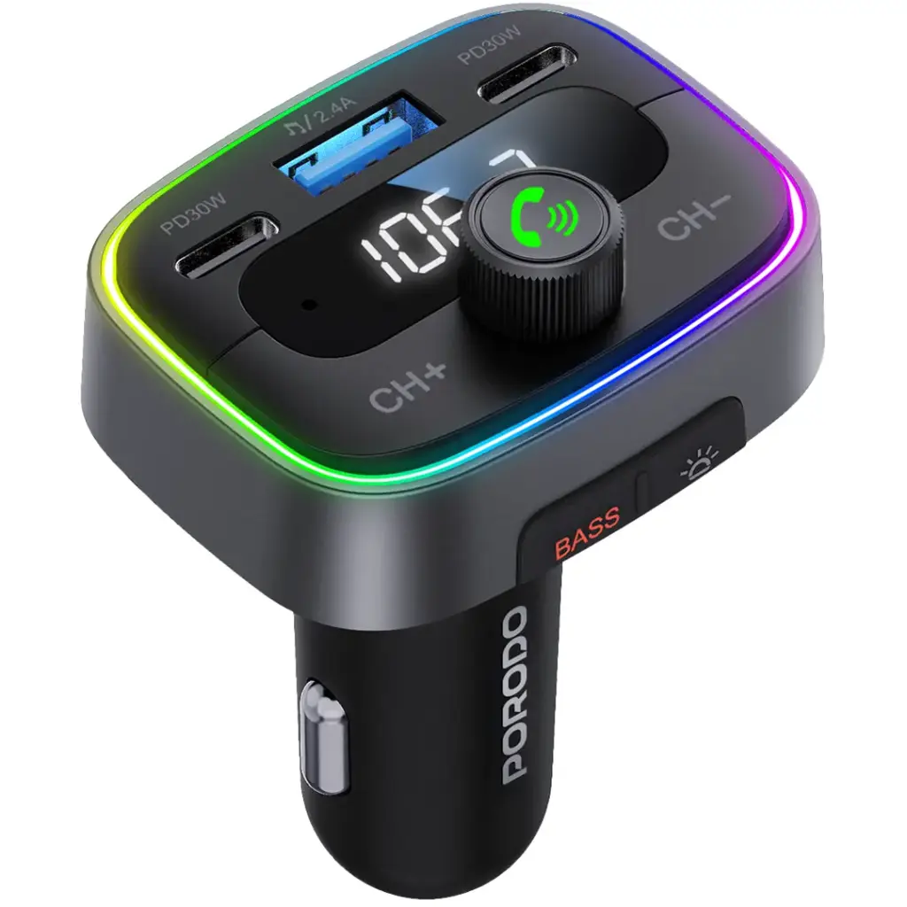 Porodo Smart Car Charger FM Transmitter 4