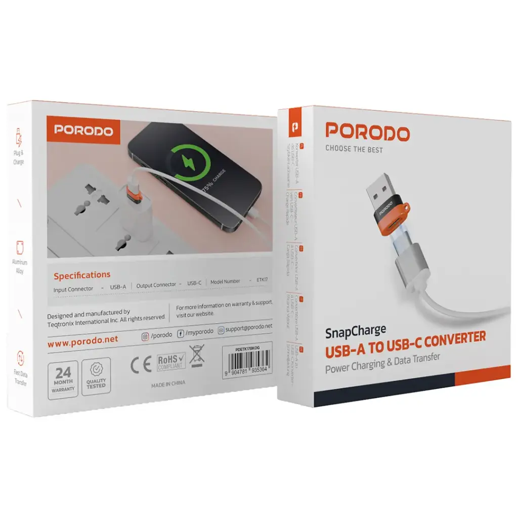 Porodo SnapCharge USB-A to USB-C Converter 3