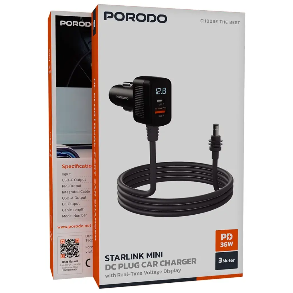Porodo Starlink Mini DC Plug Car Charger 4