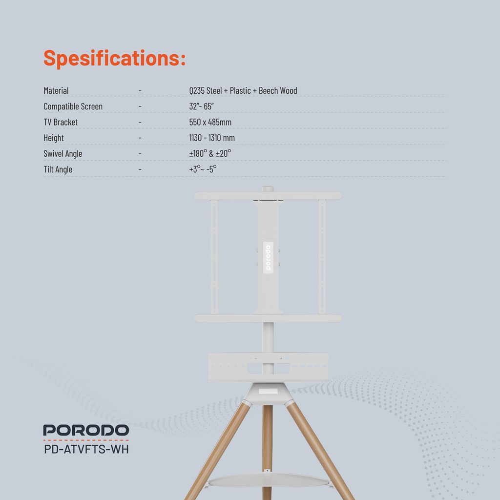 Porodo TV Stand Wooden Tripod 6
