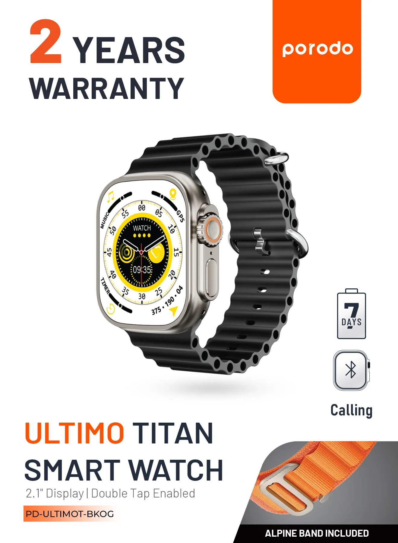 Porodo Ultimo Titan Smart Watch - Double Tap Function 2