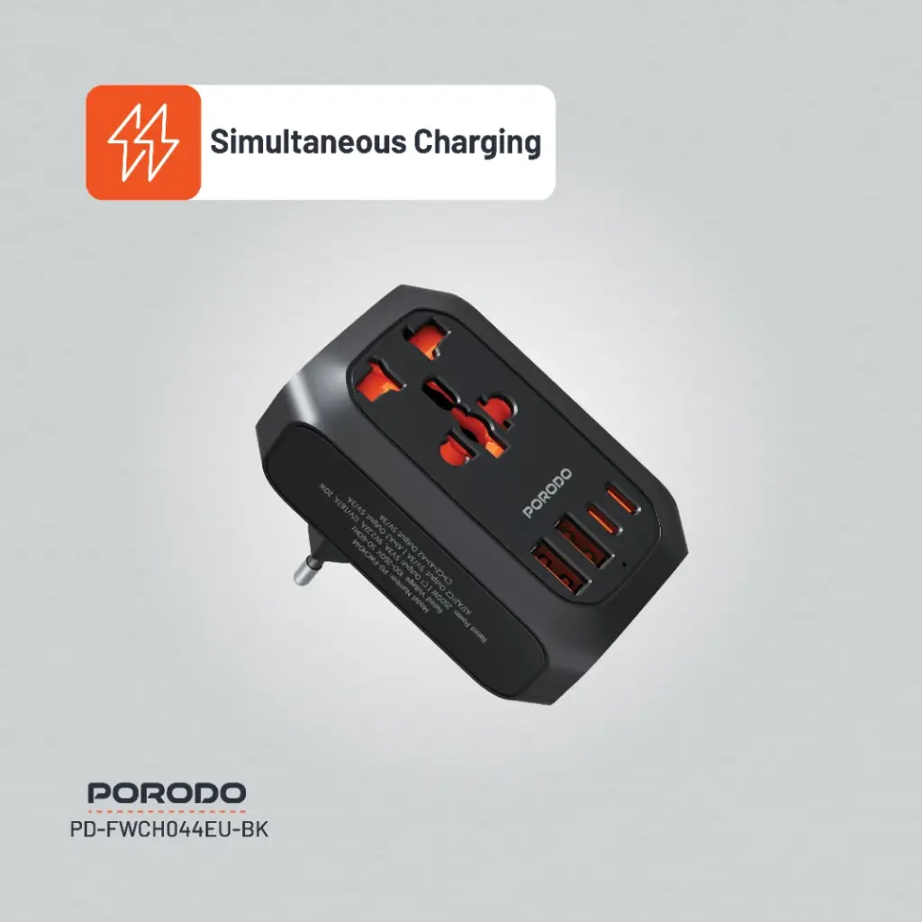 Porodo Universal AC Adapter Multi-Device Charging EU Plug 2