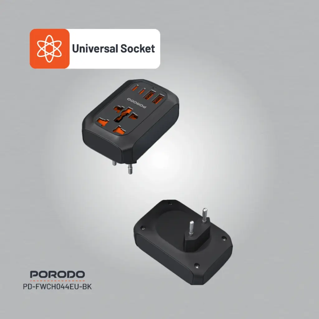 Porodo Universal AC Adapter Multi-Device Charging EU Plug 3