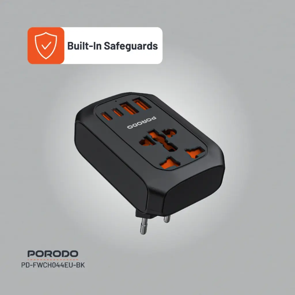 Porodo Universal AC Adapter Multi-Device Charging EU Plug 4