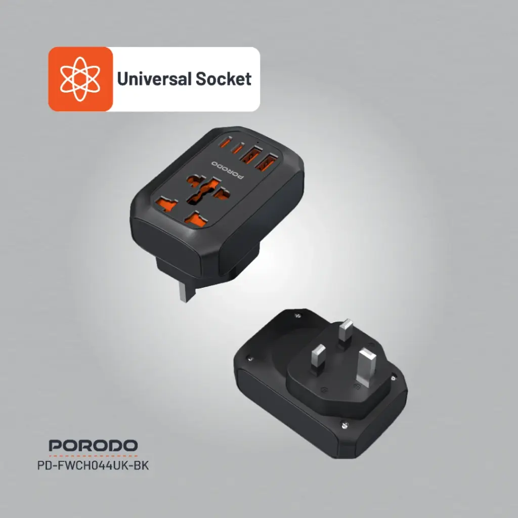 Porodo Universal AC Adapter Multi-Device Charging UK Plug 3