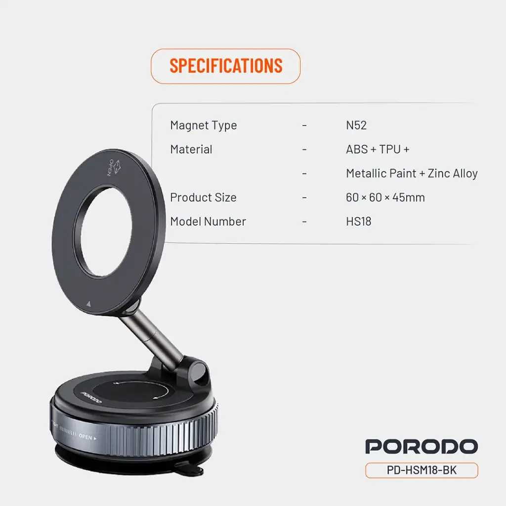 Porodo Vacuseal Rotate-Lock MagSafe Mount 7