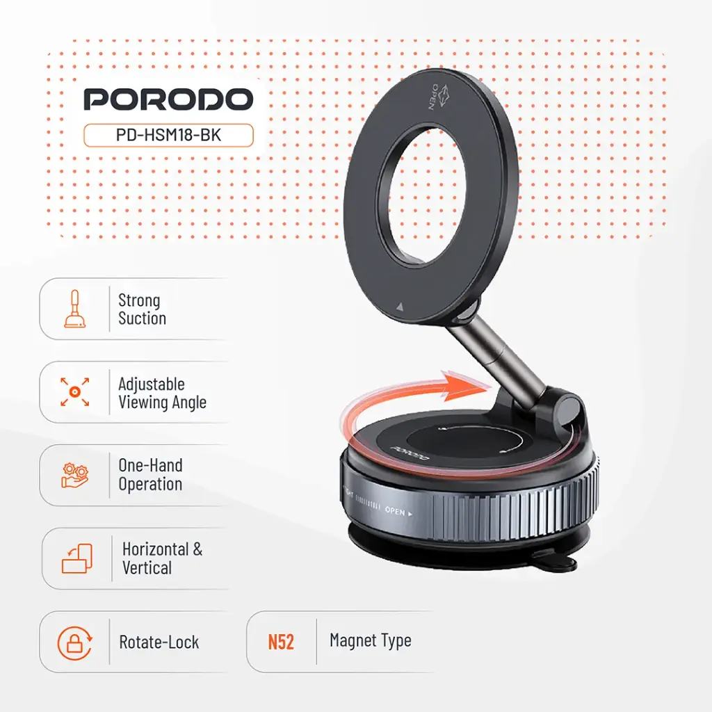 Porodo Vacuseal Rotate-Lock MagSafe Mount 8