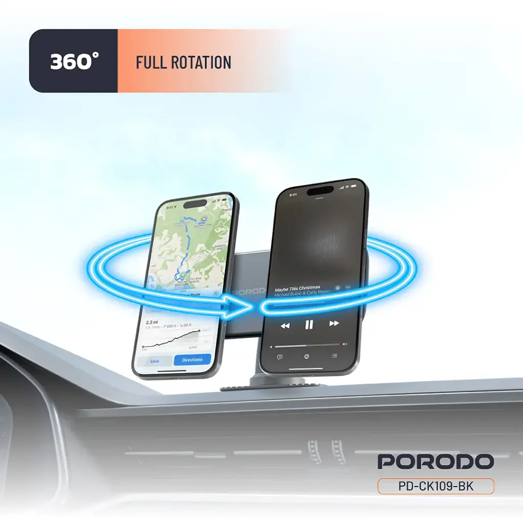 Porodo Vacuum &amp; Adhesive Magnetic Car Mount 5