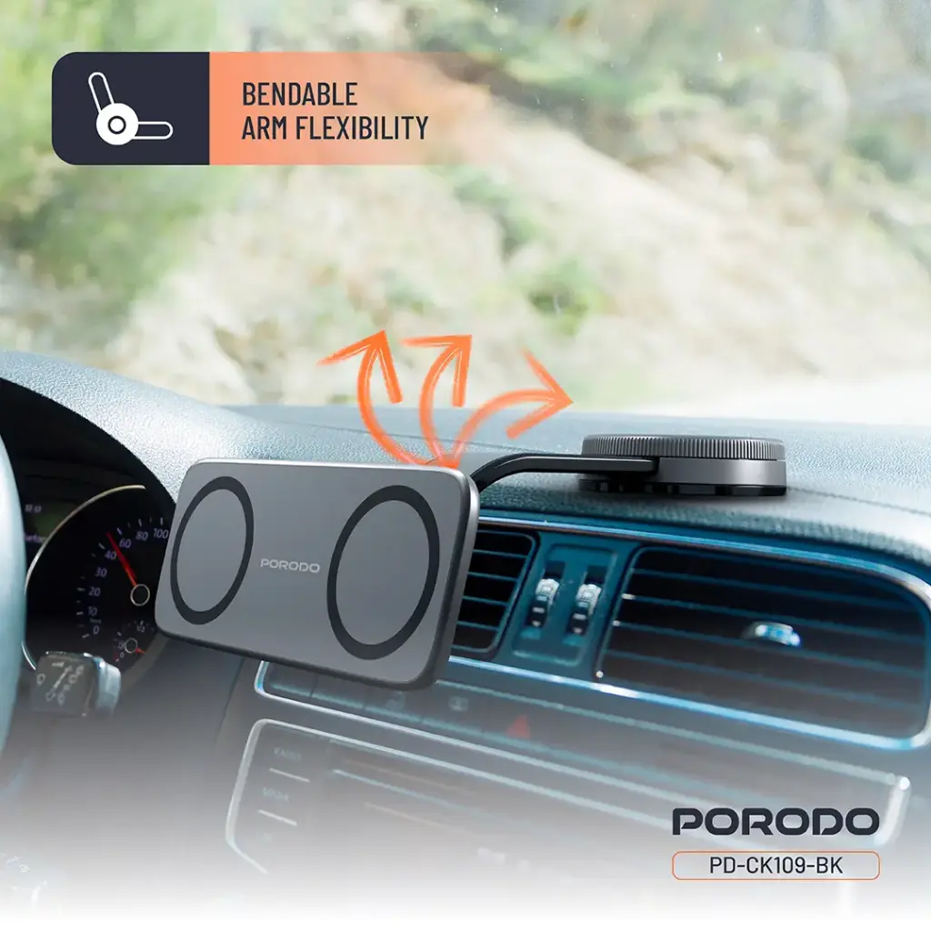Porodo Vacuum &amp; Adhesive Magnetic Car Mount 6