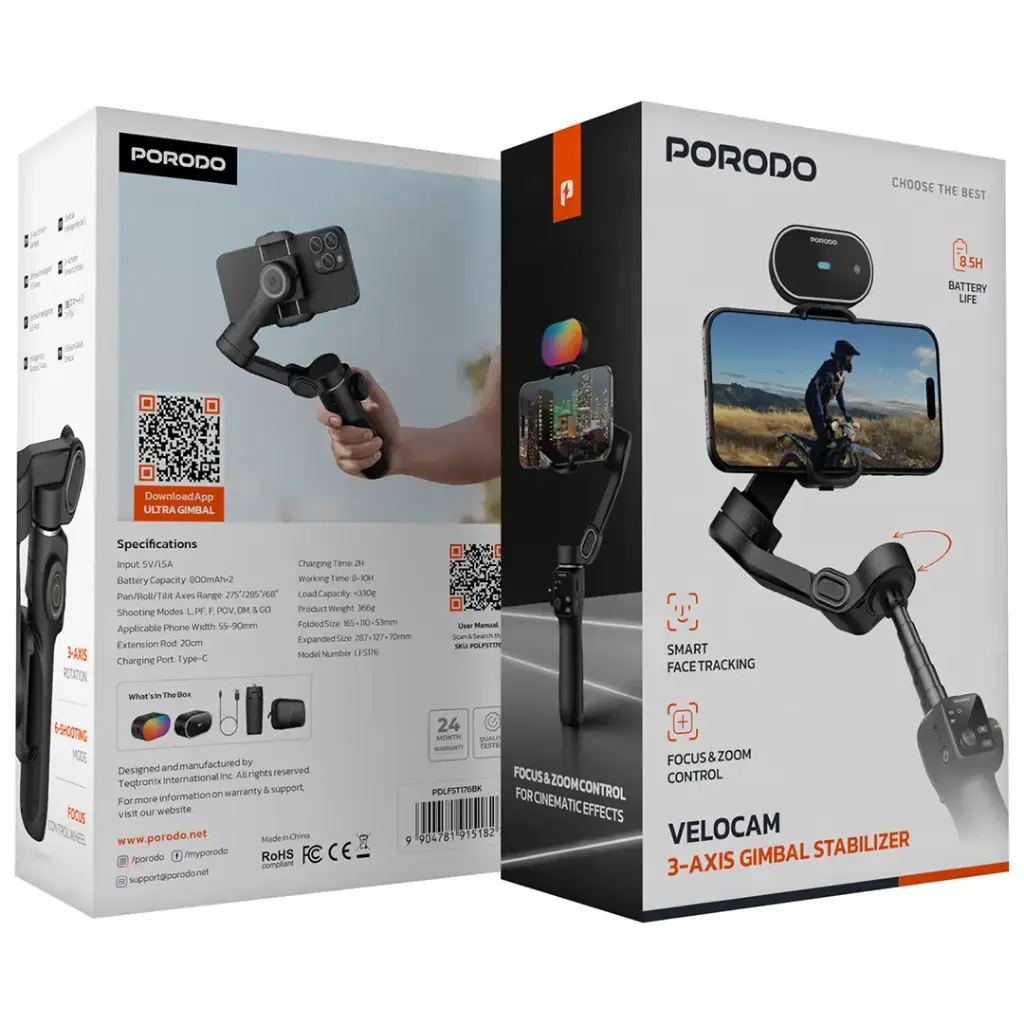 Porodo Velocam 3-Axis Gimbal Stabilizer 4