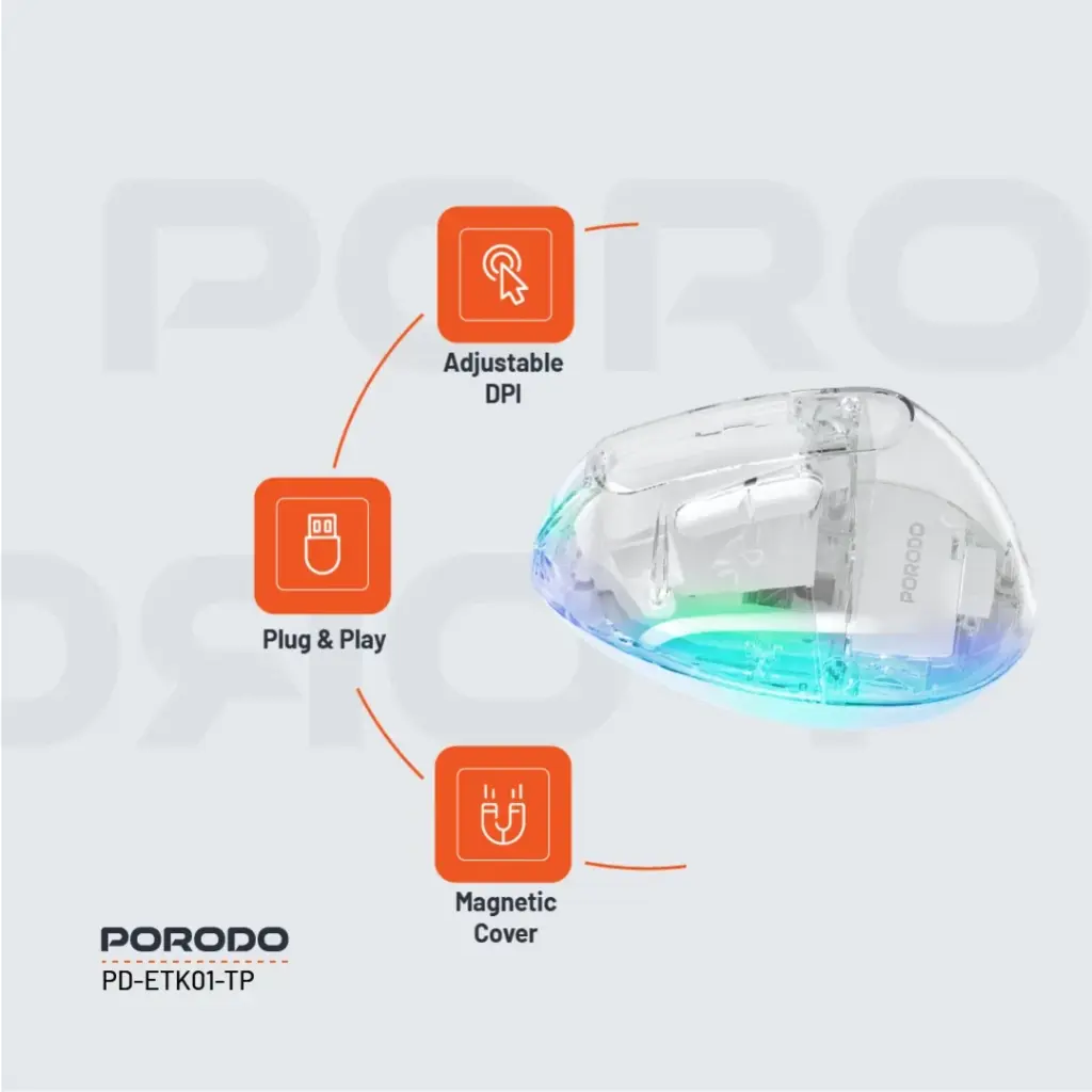 Porodo Vertical 4800 DPI Wireless Mouse 4