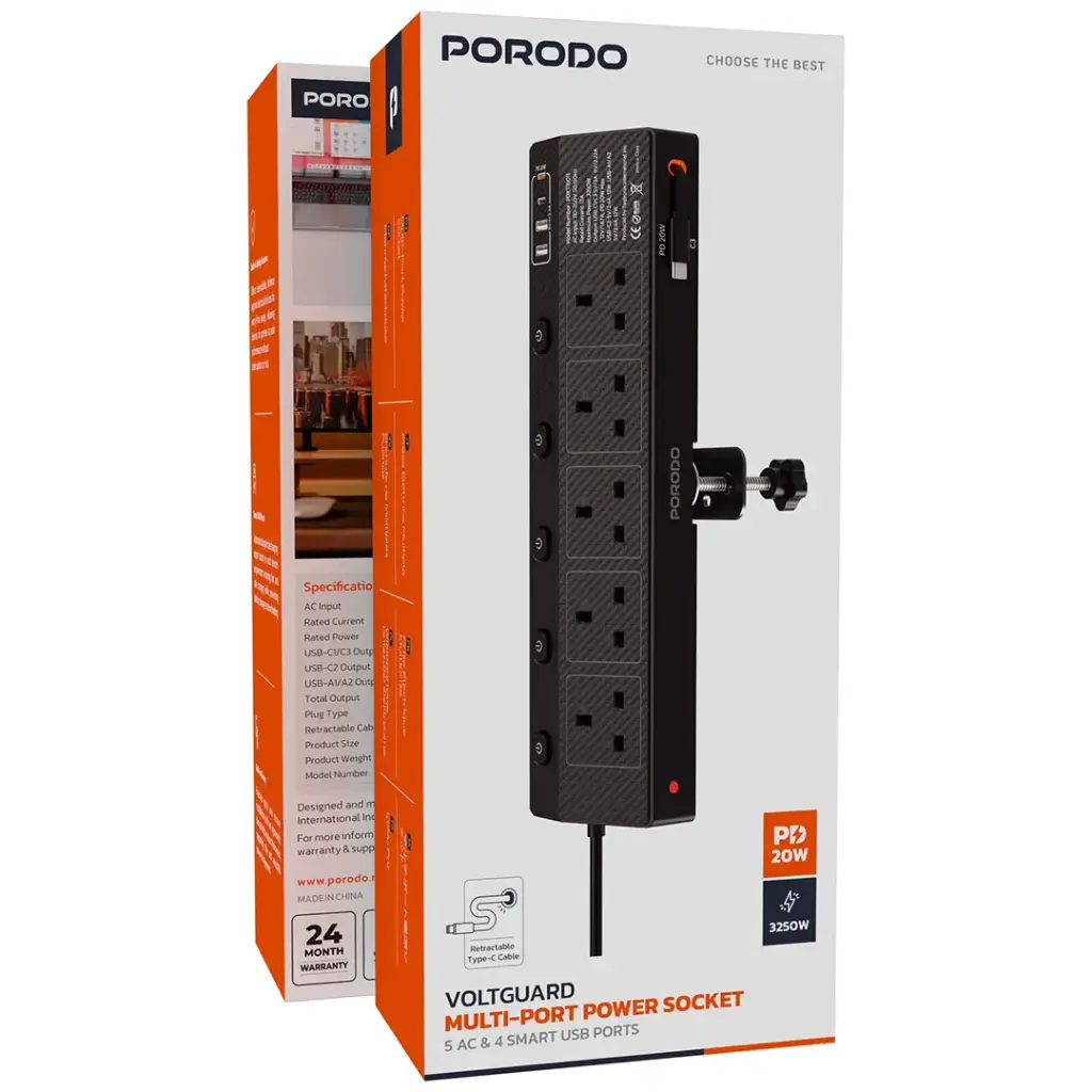 Porodo Voltguard Multi-Port Power Socket PD 20W 4