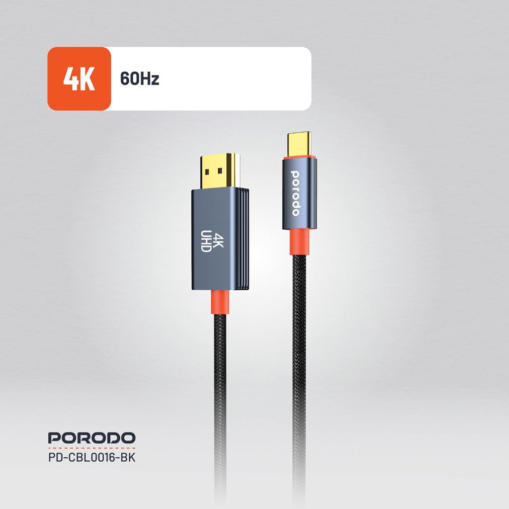 Porodo Woven Cable Type-C to HDMI 3